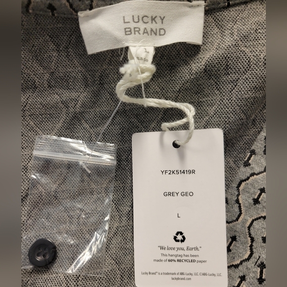 Lucky Brand knit V-neck Button front dress billowy balloon sleeve dress size L - Picture 8 of 12